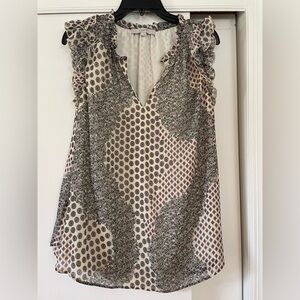 LOFT Patterned Blouse in Cream and Black